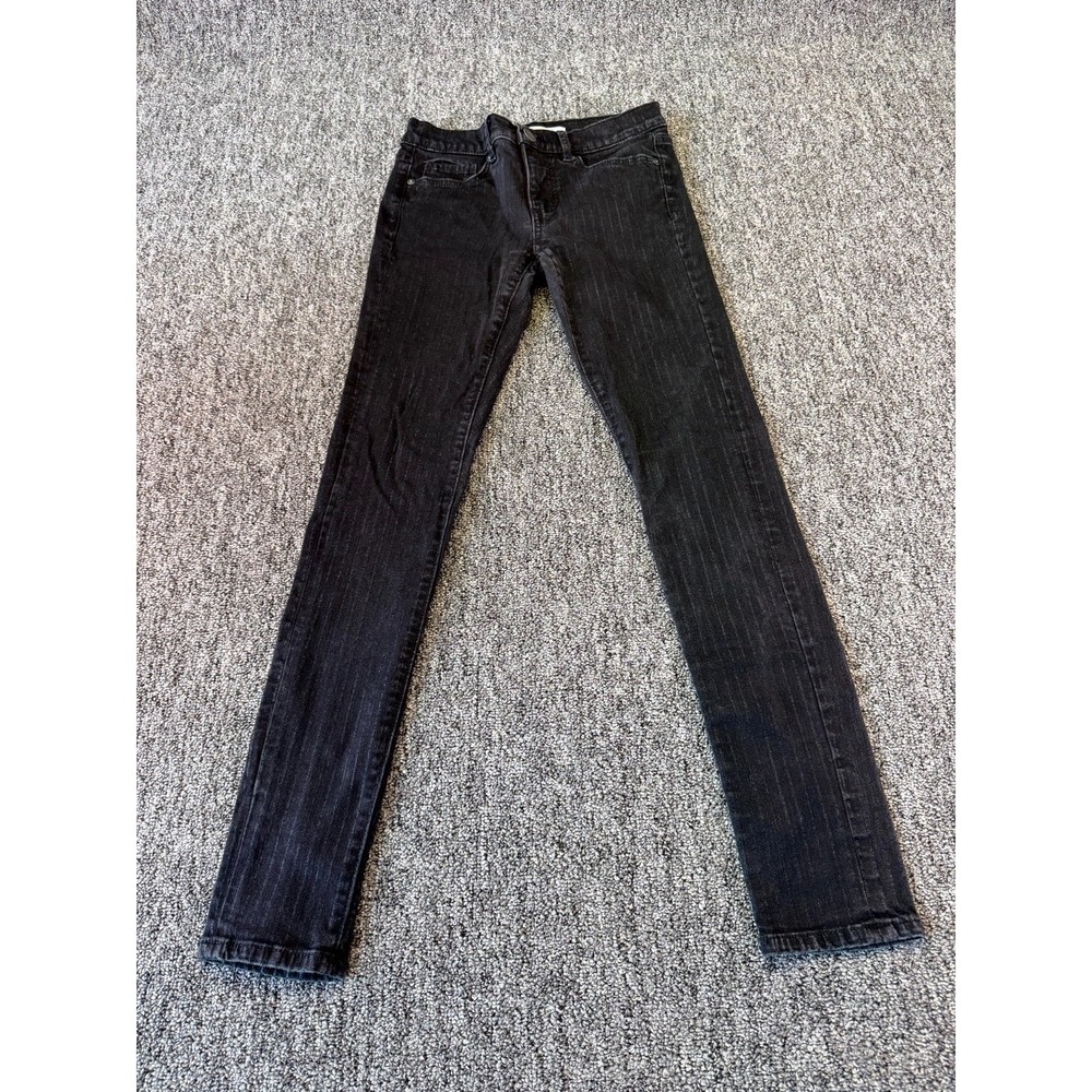 Loft Made And Loved Jeans Womens 24/00 Black Striped Denim Low Rise Skinny Leg